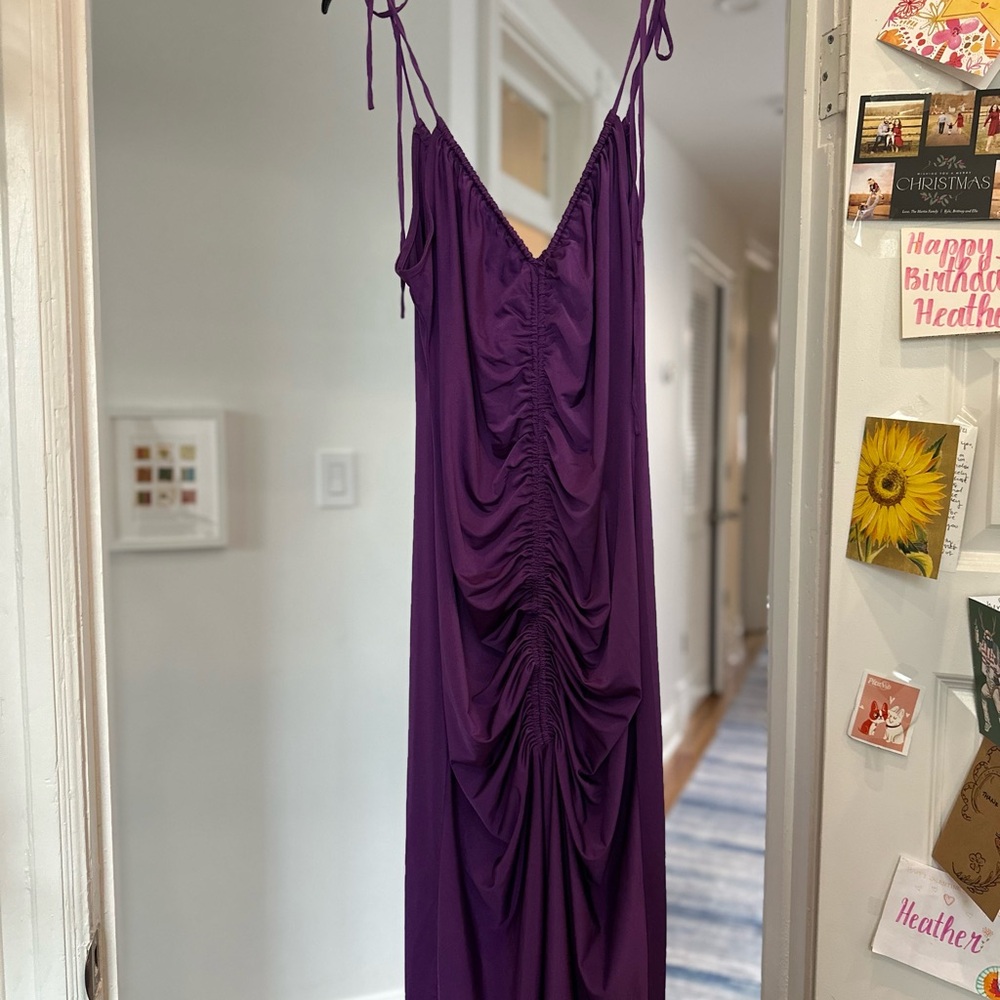 Elegant Purple Ruched Dress